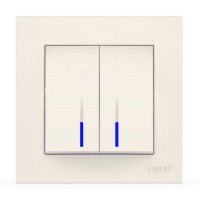 Выключатель EL-BI VEGA белый 2-кл с подсветкой ( 510-010200-203 )