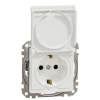Розетка Schneider Electric Sedna Design & Elementsс заземлением шторками и крышкой белая SDD111024