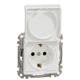 Розетка Schneider Electric Sedna Design & Elementsс заземлением шторками и крышкой белая SDD111024