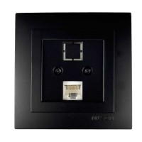 Розетка Nilson Touran чорна мат комп'ютерна 2-на CAT5e RJ45 ( 24381044 )