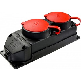 Каучуковая колодка Аско-Укрем 3Р+РЕ 2×25А 2-х местная с крышкой (A0250010012)