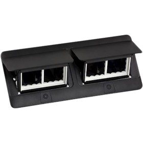 Лючок с выдвижным блоком розеток Legrand 654005 2х4М (черный) с монтажным комплектом