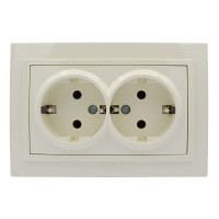 Розетка ELBI ZENA кремова 2-на з заземленням ( 500-010300-907 )
