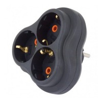 Трійник Nilson 3 гнізда з заземленням чорний ( 40220101 )