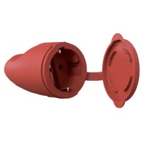 Штепсельное гнездо Neomax с крышкой и заземлением красное (NX2204)