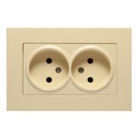 Розетка без з/к двойная Gunsan Eqona крем