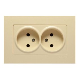 Розетка без з/к двойная Gunsan Eqona крем