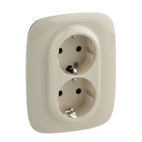 Розетка двойная с з/к и шторками Legrand Valena Allure слоновая кость