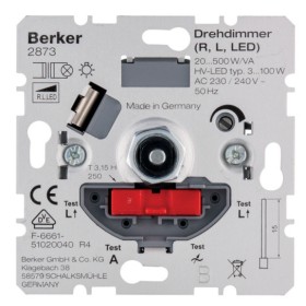 Поворотно-нажимной светорегулятор Berker 2873 20-500Вт