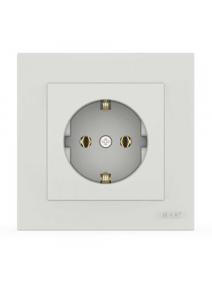 Розетка EL-BI VEGA белый мат 1-я с заземлением