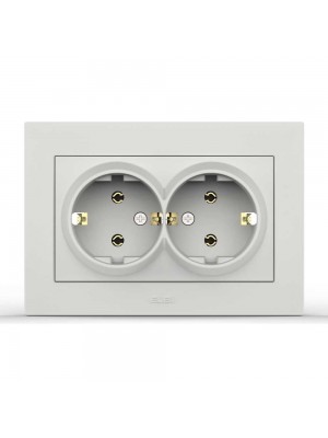 Розетка EL-BI VEGA белый мат 2-я с заземлением