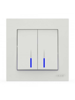 Выключатель EL-BI VEGA белый мат 2-кл с подсветкой 