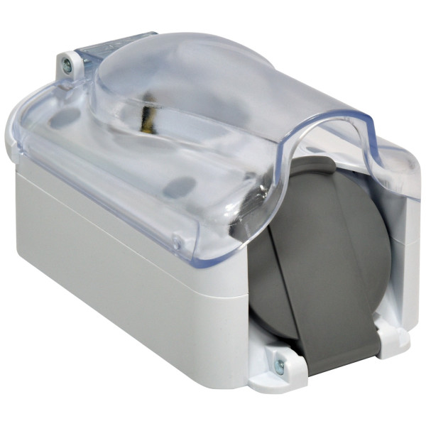 Накладна розетка двомісна з кришкою ETI PRE-2PC IP44 (4481021)