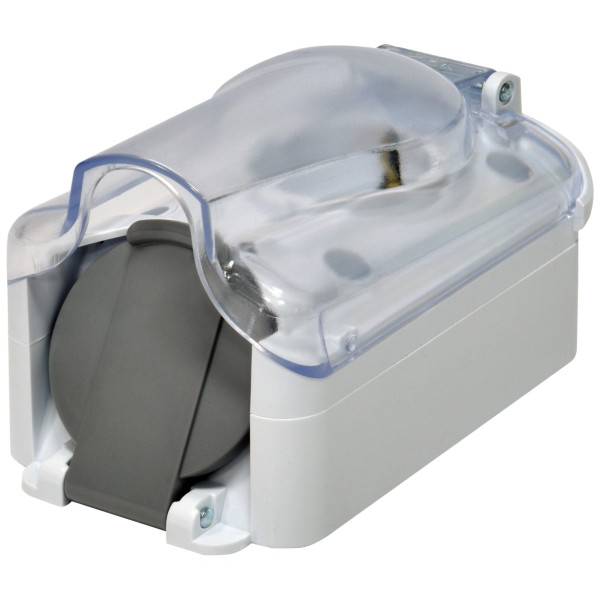 Накладна розетка двомісна з кришкою ETI PRE-2PC IP44 (4481021) - фото №1