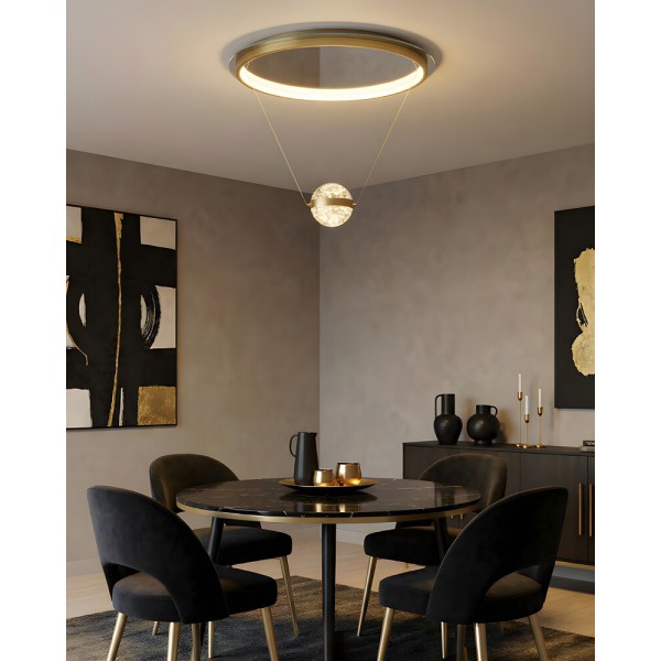Люстра Zuma Line 250088L-BS Turkan LED 1x40W 3000K 1600Lm IP20 золотая (5907925003534) - фото №1