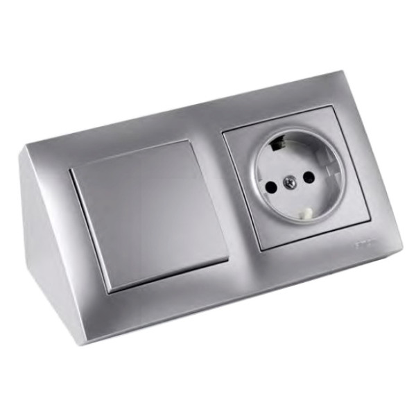 Двойная угловая коробка Kontakt Simon Simon 54 Premium DPNR2/43 для накладного монтажа под рамки (серебро) - фото №1