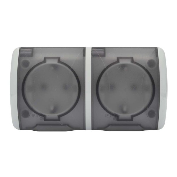 Розетка EVA серая 2-я с заземлением с крышкой ( 554-011500-938 )