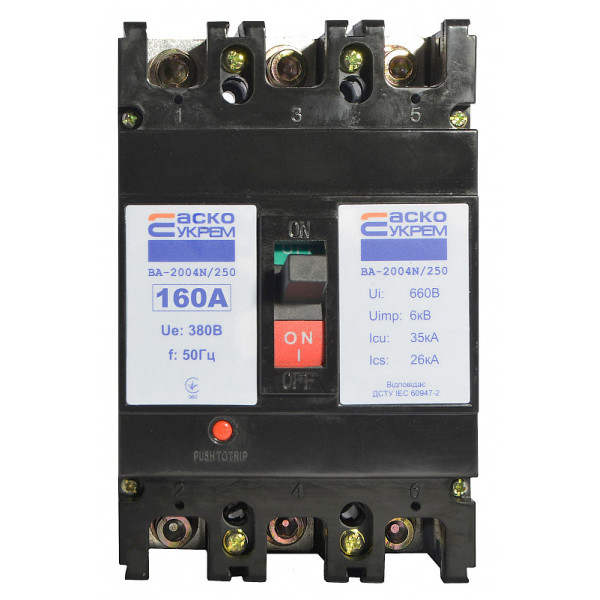 Силовий автоматичний вимикач Аско-Укрем ВА-2004N/250 3р 160А (A0010040068) - фото №1