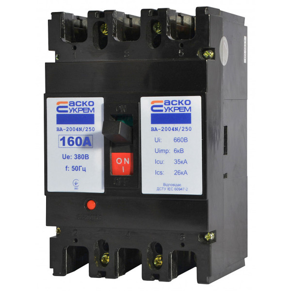 Силовий автоматичний вимикач Аско-Укрем ВА-2004N/250 3р 160А (A0010040068) - фото №2