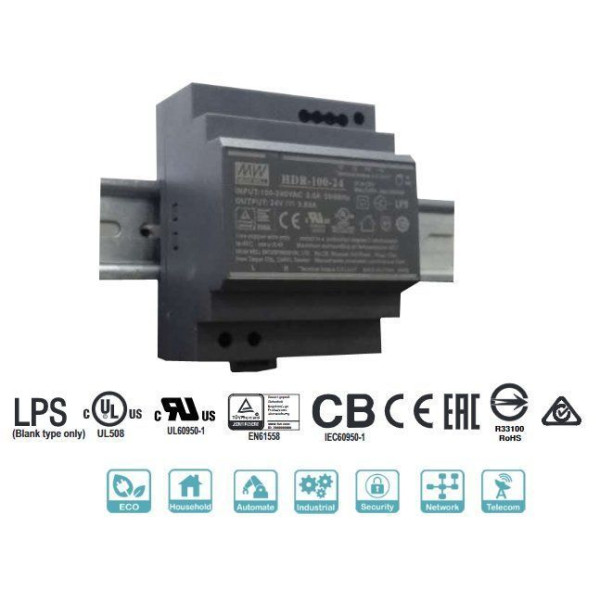 Блок питания Mean Well на DIN-рейку 100.8W DC24V (HDR-100-24N)