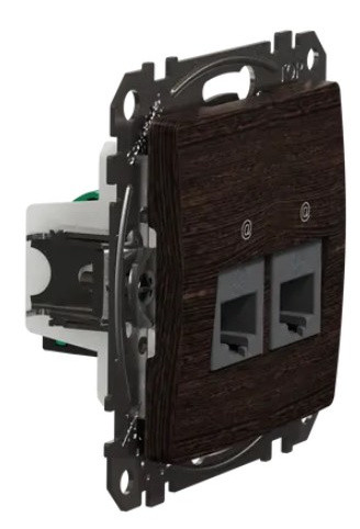 Двойная компьютерная розетка Schneider Electric Sedna Design & Elements RJ45 кат. 5е UTP венге SDD181452 - фото №1