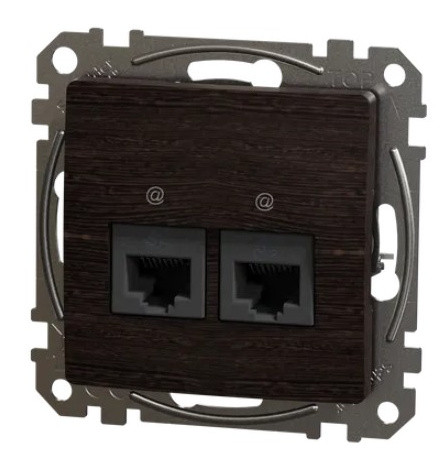 Двойная компьютерная розетка Schneider Electric Sedna Design & Elements RJ45 кат. 5е UTP венге SDD181452 - фото №4