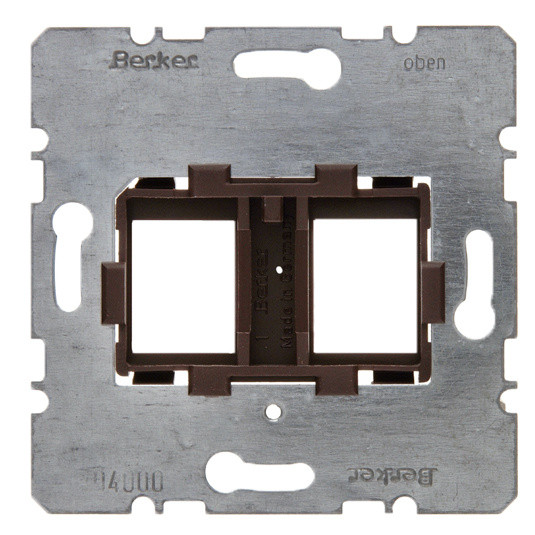 Опорная пластина для модульных разъемов, с коричневой вставкой, 2-местная (механизм) Berker