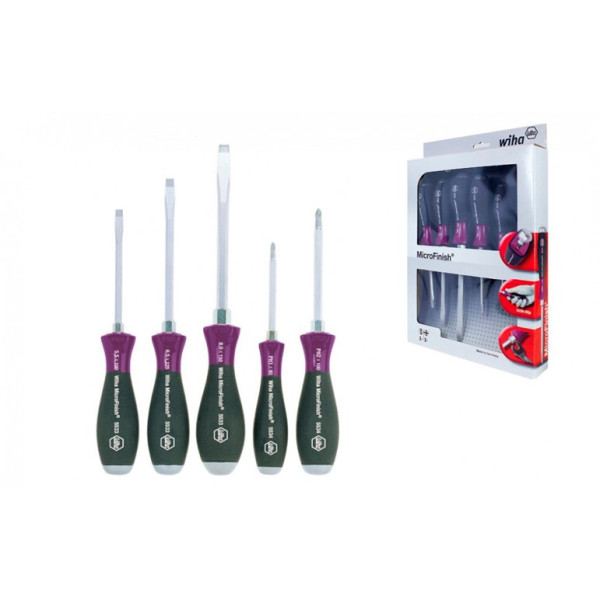 Набор шлицевых отверток Wiha W29138 MicroFinish /Philips (5шт) - фото №6