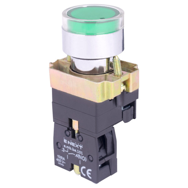 Кнопка E.Next e.mb.bw3361 1NO з підсвіткою зелена (p0810102)
