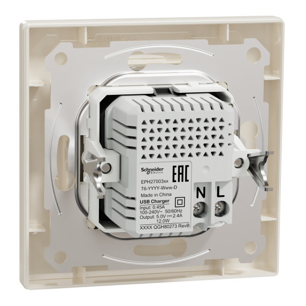 USB розетка Schneider Electric Asfora EPH2700323 USB/Type-C 2,4А крем - фото №1