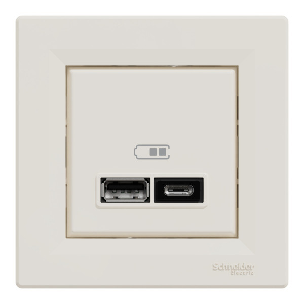 USB розетка Schneider Electric Asfora EPH2700323 USB/Type-C 2,4А крем - фото №4