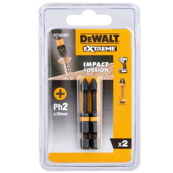 Ударные биты DeWALT Impact torsion PH2х50мм (2шт) - фото №2