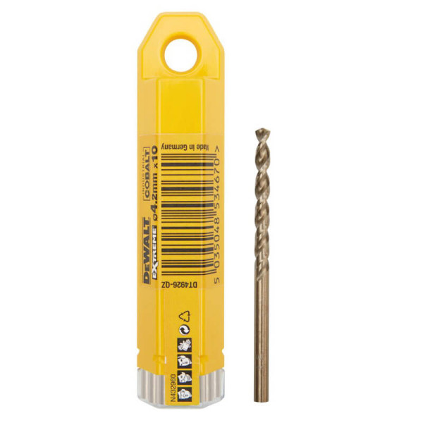 Кобальтовые сверла по металлу DeWALT DT4926 Extreme Industrial cobalt HSS-CO 4,2х75/43мм (10шт в упаковке) - фото №2