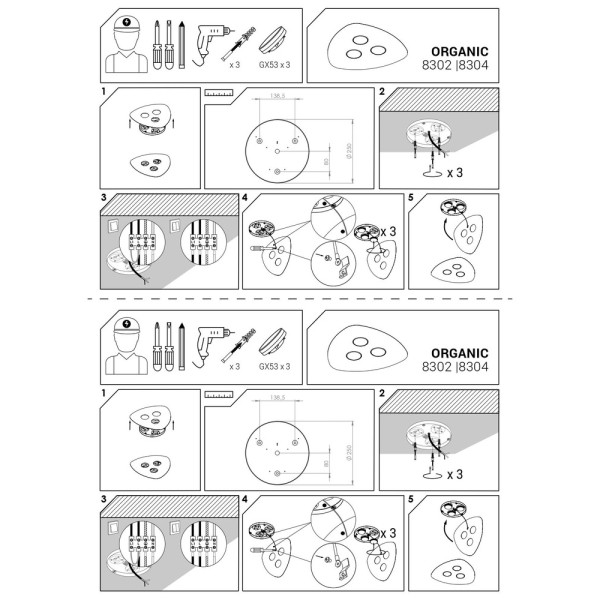Потолочный светильник Nowodvorski 8302 Organic GX53 3x12W IP20 черный - фото №4
