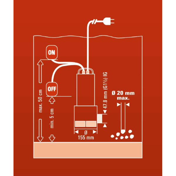 Дренажний насос для брудної води Einhell GC-DP 1020 N (4170773) - фото №3