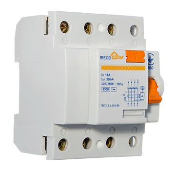 Устройство защитного отключения ECOHOME 3P+N 16A 30мА (ECO020020001) - фото №4