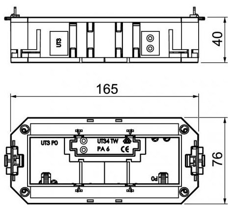 Супорт для підлогової коробки OBO Bettermann (7408723) UT3 під установку 3x modul45 L = 165мм для підлогової коробки - фото №1
