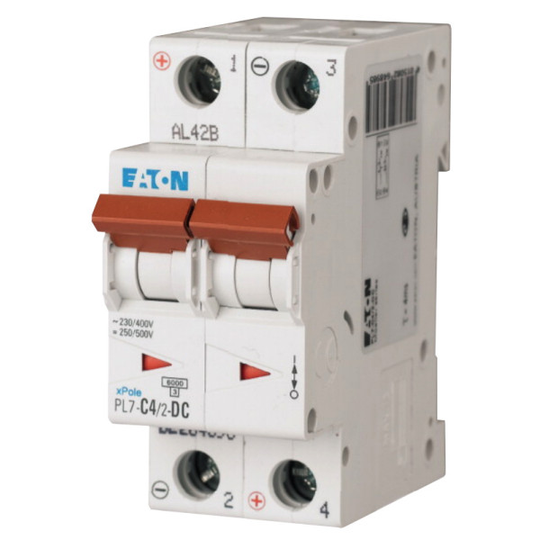 Автоматичний вимикач Eaton PL7-C4/2-DC 500В DC 4А C