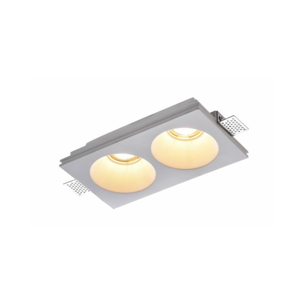 Гіпсовий точковий врізний світильник Oledim 7771269 TS3 GYPSUM GU10 2x10W IP20 Білий - фото №1