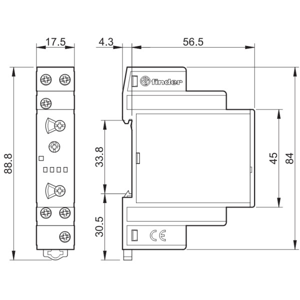 Реле времени Finder 1CO 16A 12-240В AC/DC (800102400000) - фото №1