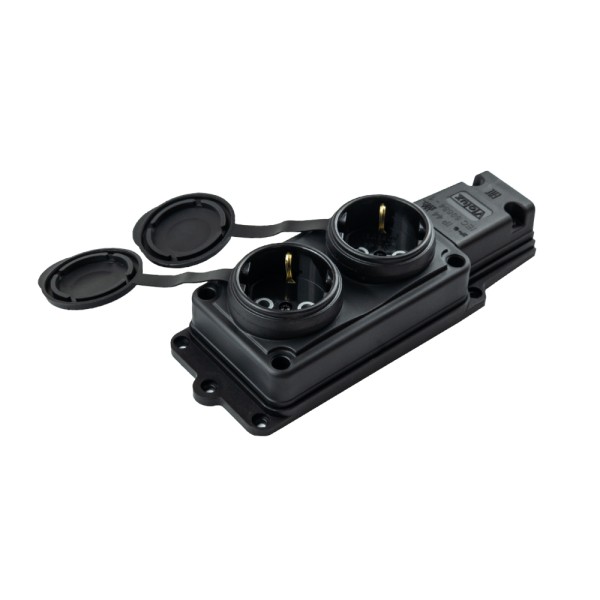 Колодка Violux каучук настінна 2-на з заземленням з кришкою IP44 ( 930650 )