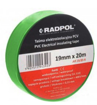 ПВХ ізолента Radpol AR 19/20 зелена 20м