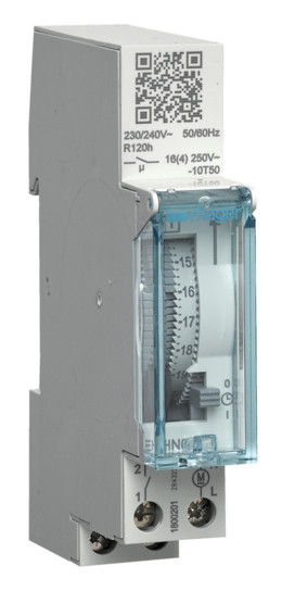 Аналоговий добовий таймер Hager EHN011 16А 1НВ резерв 120 годин