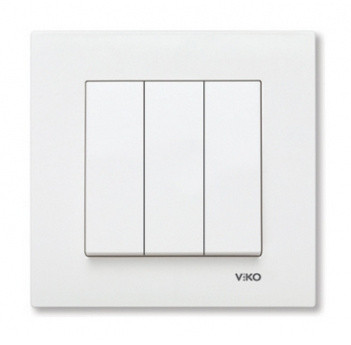 Вимикач 3-клавішний, білий, VIKO Karre