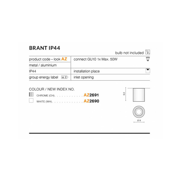 Точечный светильник Azzardo AZ2690 Brant(5901238426905) - фото №1