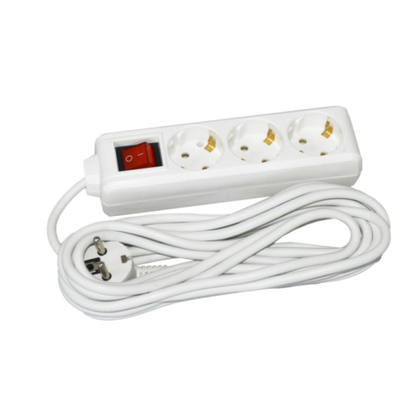 Подовжувач UEC STANDART П03В 3 місця 2Р+PЕ/5 метрів 3х1мм2 16А/250 з вимикачем