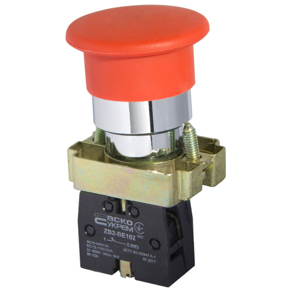 Кнопка-грибок Аско-Укрем XB2-BC42 Ø40мм «Старт» червона (A0140010031) - фото №1