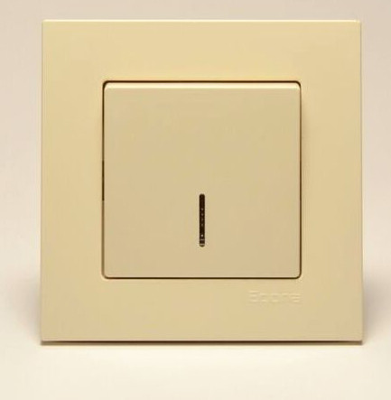 Выключатель 1-клавишный с подсветкой Gunsan Eqona крем - фото №1
