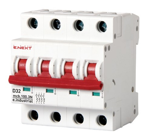 Модульный автоматический выключатель E.Next e.industrial.mcb.100.3N.D32 3р+N 32А D (i.0210006)