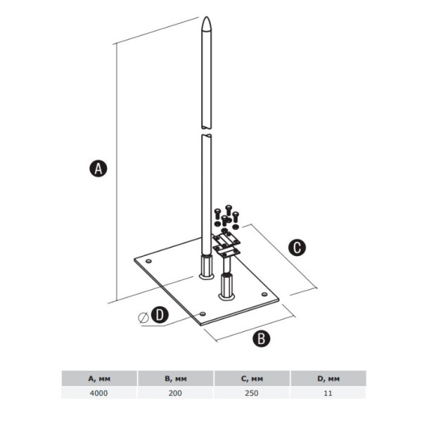 Алюмінієвий блискавкоприймач на металевій основі DKC NL3004 довжиною 4м - фото №1